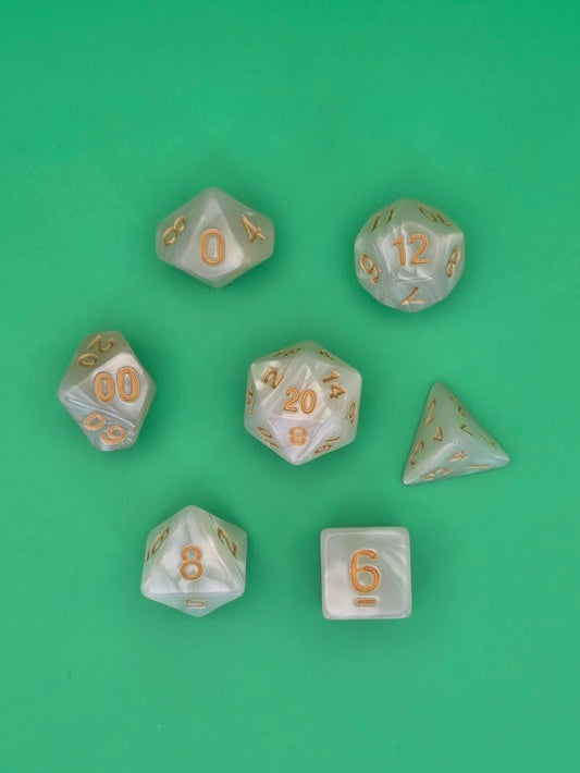 7PCS DND Dice Set "White Ice" Polyhedral Dice With Drawstring Bag for D&D