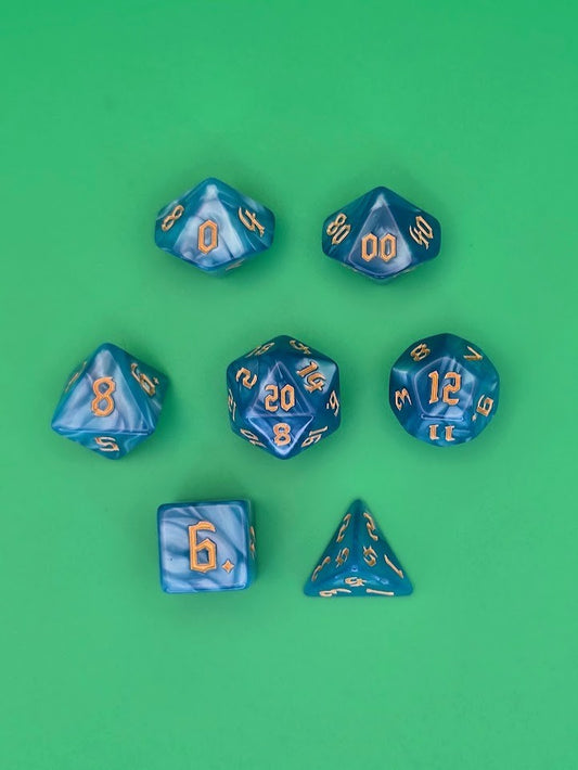 7PCS DND Dice Set "Mystic Orb" Polyhedral Dice With Drawstring Bag for D&D