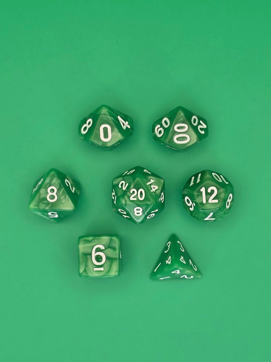 7PCS DND Dice Set "Liquid Jade" Polyhedral Dice With Drawstring Bag for D&D