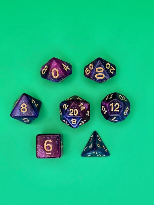 7PCS DND Dice Set "Deep Cosmos" Polyhedral Dice With Drawstring Bag for D&D