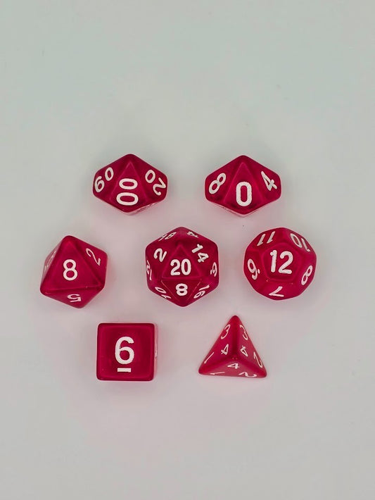 7PCS DND Dice Set "Red Glass" Polyhedral Dice With Drawstring Bag for D&D