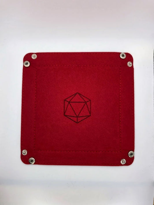 Red Dice Tray Square Folding Felt Dice Tray and Holder