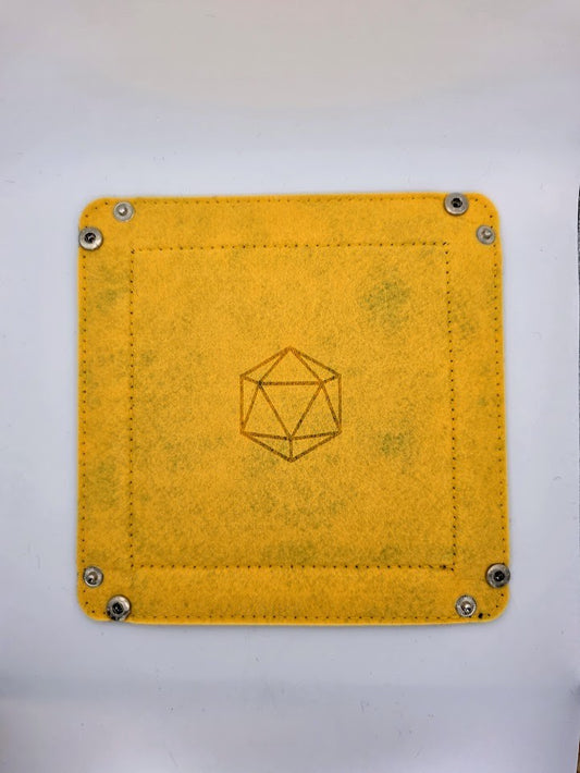 Yellow Dice Tray Square Folding Felt Dice Tray and Holder