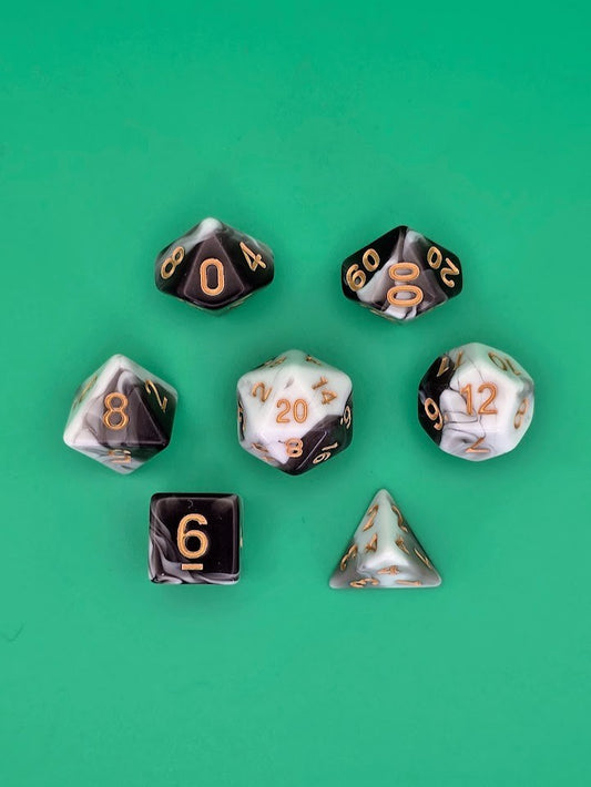 7PCS DND Dice Set "Regal Quartz" Polyhedral Dice With Drawstring Bag for D&D