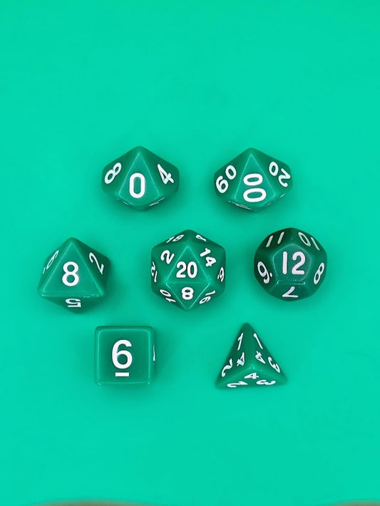 7PCS DND Dice Set "Green" Polyhedral Dice With Drawstring Bag for D&D