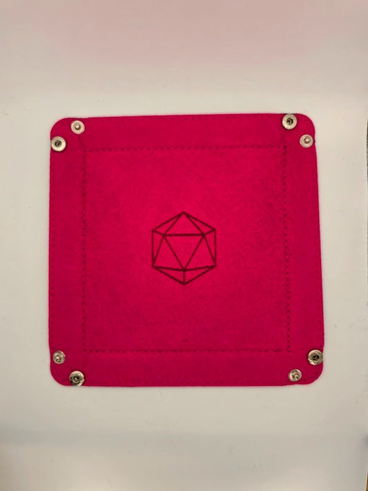 Pink Dice Tray Square Folding Felt Dice Tray and Holder