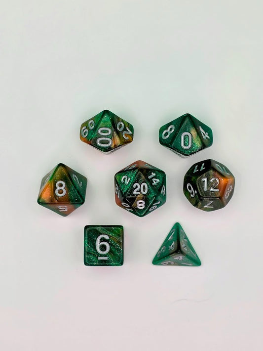 7PCS DND Dice Set "leprechaun" Polyhedral Dice With Drawstring Bag for D&D