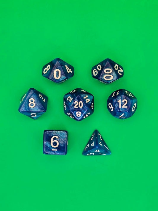 7PCS DND Dice Set "Deep Ocean" Polyhedral Dice With Drawstring Bag for D&D