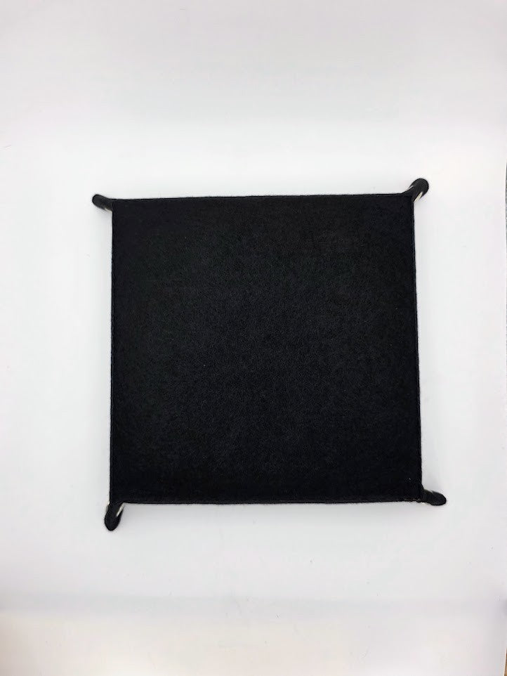 Brown Dice Tray Square Folding Felt Dice Tray and Holder