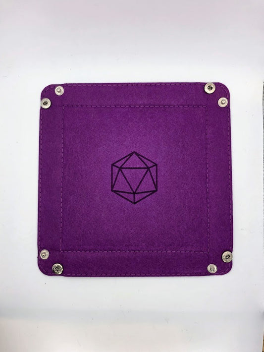 Purple Dice Tray Square Folding Felt Dice Tray and Holder