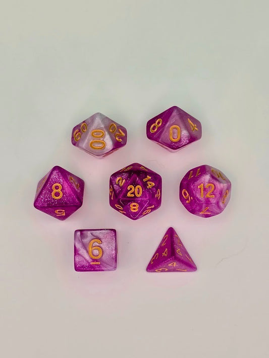 7PCS DND Dice Set "Cotton Candy" Polyhedral Dice With Drawstring Bag for D&D