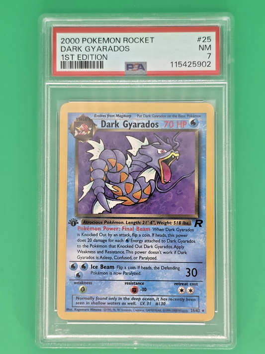 PSA 7 1st Edition Dark Gyarados 25/82 Team Rocket Regular