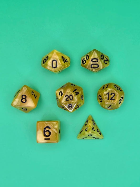 7PCS DND Dice Set "Golden Star" Polyhedral Dice With Drawstring Bag for D&D