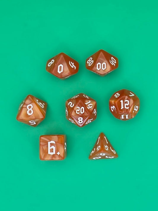 7PCS DND Dice Set "Flame Vortex" Polyhedral Dice With Drawstring Bag for D&D