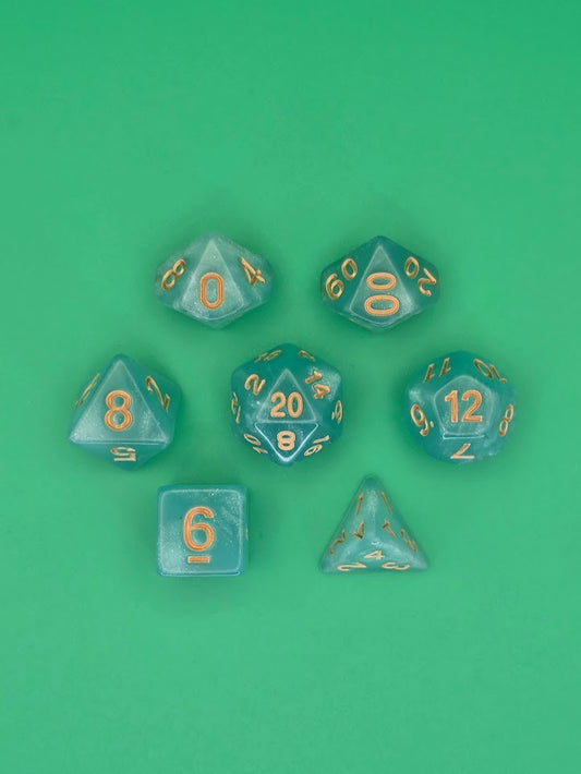 7PCS DND Dice Set "Neptune Sand" Polyhedral Dice With Drawstring Bag for D&D