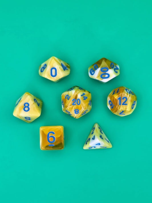7PCS DND Dice Set "Milk & Honey" Polyhedral Dice With Drawstring Bag for D&D
