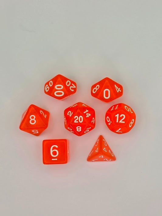 7PCS DND Dice Set "Orange Glass" Polyhedral Dice With Drawstring Bag for D&D