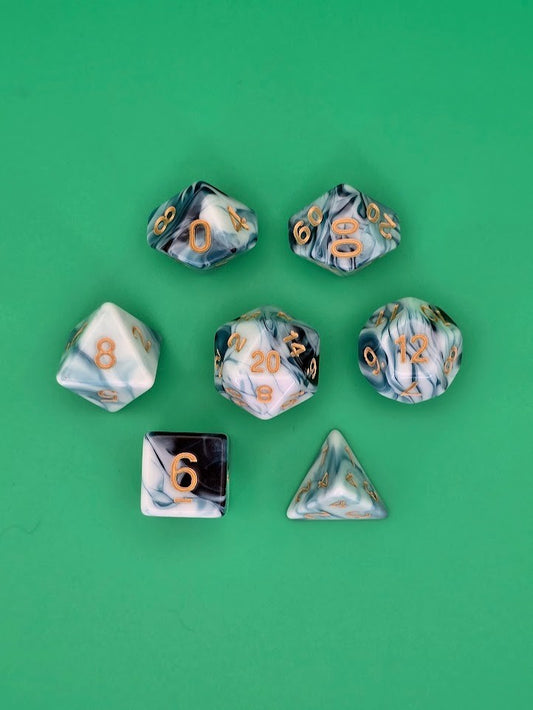 7PCS DND Dice Set "Blue Quartz" Polyhedral Dice With Drawstring Bag for D&D