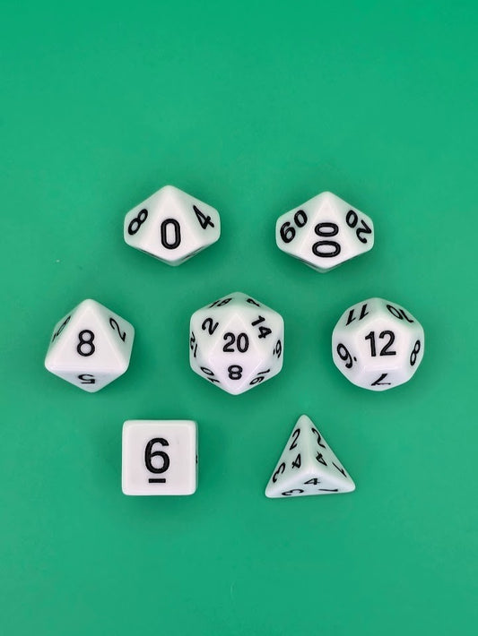 7PCS DND Dice Set "White Dice" Polyhedral Dice With Drawstring Bag for D&D