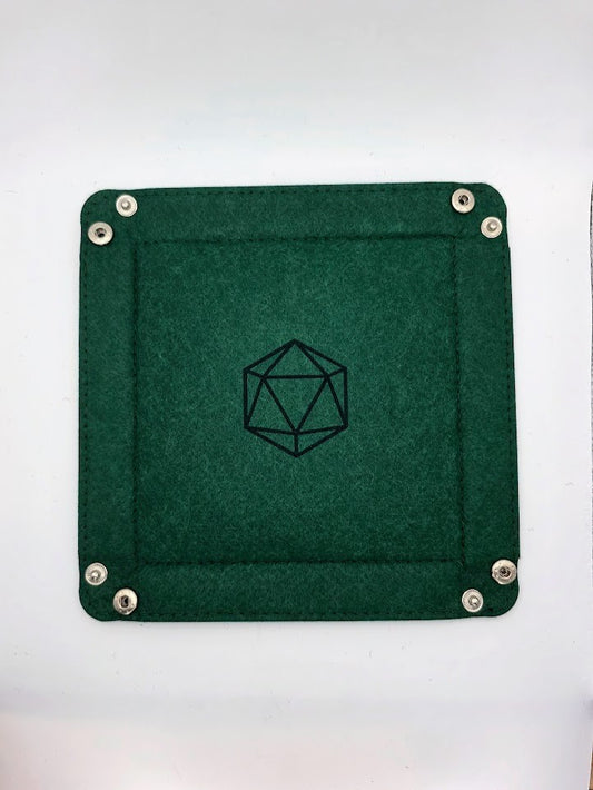 Green Dice Tray Square Folding Felt Dice Tray and Holder