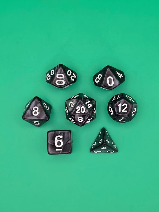 7PCS DND Dice Set "Black Hole" Polyhedral Dice With Drawstring Bag for D&D