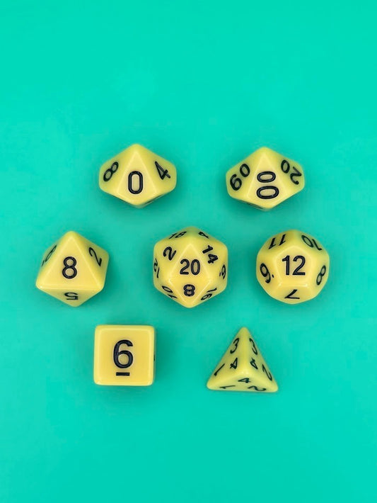 7PCS DND Dice Set "Yellow Dice" Polyhedral Dice With Drawstring Bag for D&D