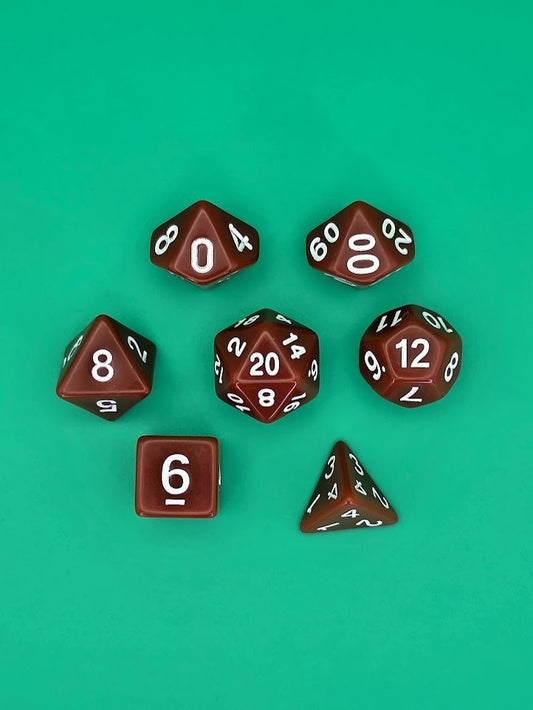 7PCS DND Dice Set "Chocolate" Polyhedral Dice With Drawstring Bag for D&D