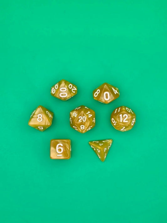 7PCS DND Dice Set "Gold Flow" Polyhedral Dice With Drawstring Bag for D&D