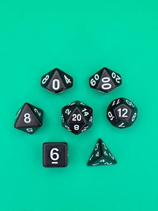 7PCS DND Dice Set "Black Dice" Polyhedral Dice With Drawstring Bag for D&D