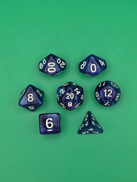 7PCS DND Dice Set "Deep Blue" Polyhedral Dice With Drawstring Bag for D&D