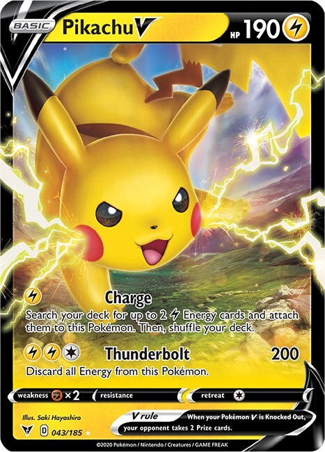 Pikachu V 043/185 Swsh04: Vivid Voltage Holo NM