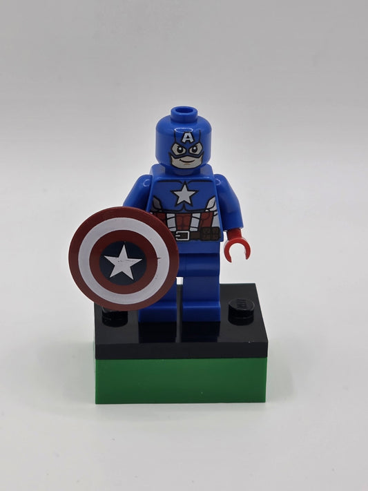 LEGO Minifigure Captain America Blue Suit, Red Hands, Mask SH0106 Marvel Comics